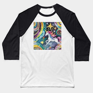 starry night with galaxy and stars and unicorn Baseball T-Shirt